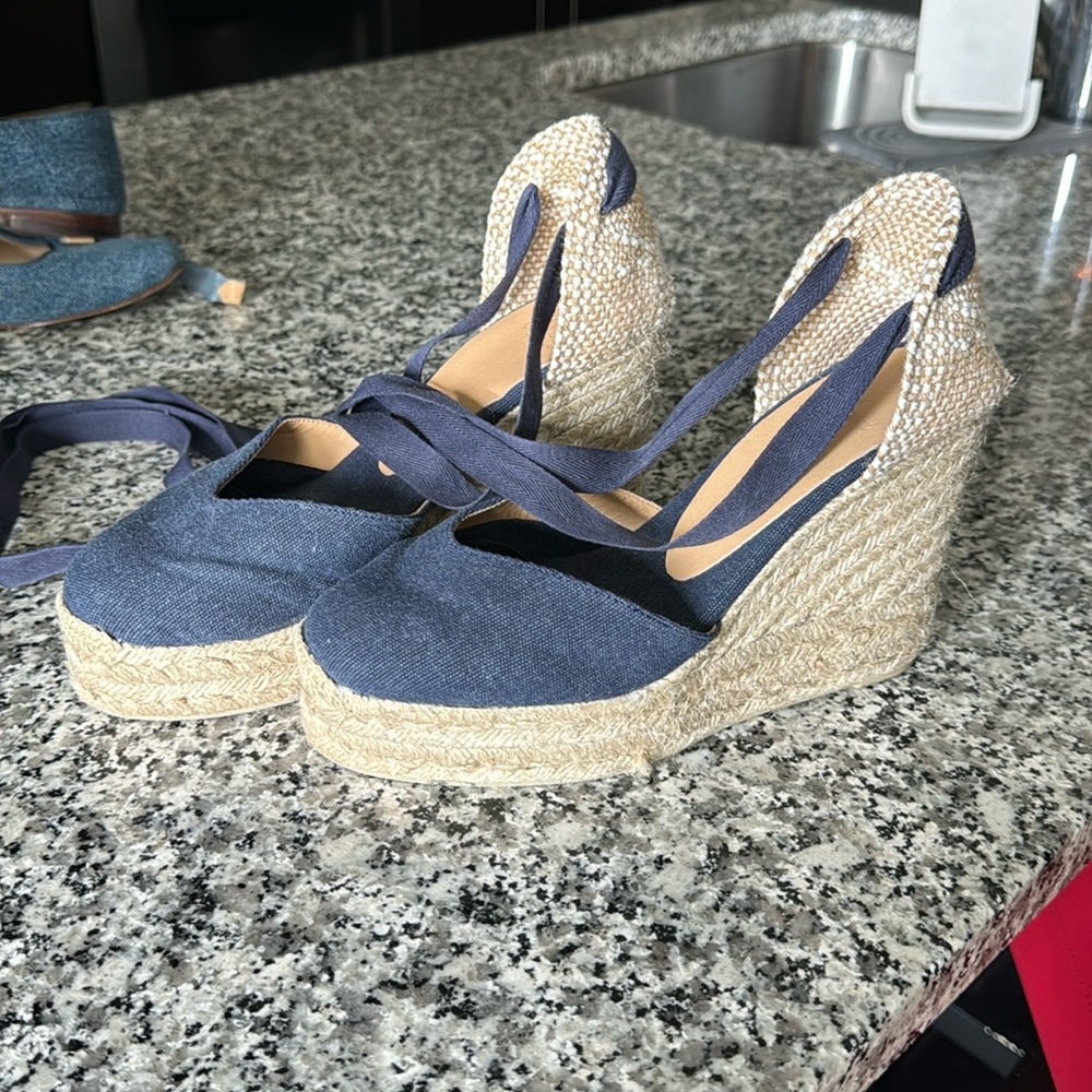 Castaner Wedges Navy Blue